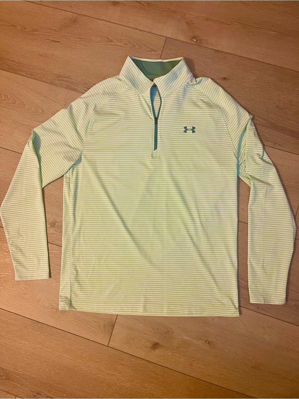 Under Armour Light Green Striped Quarter-Zip Pullover